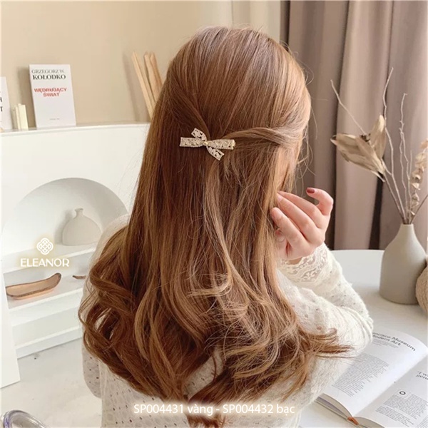 Kẹp tóc mái nữ Eleanor Accessories hình nơ đính đá phong cách Hàn Quốc phụ kiện tóc kẹp tóc 4431