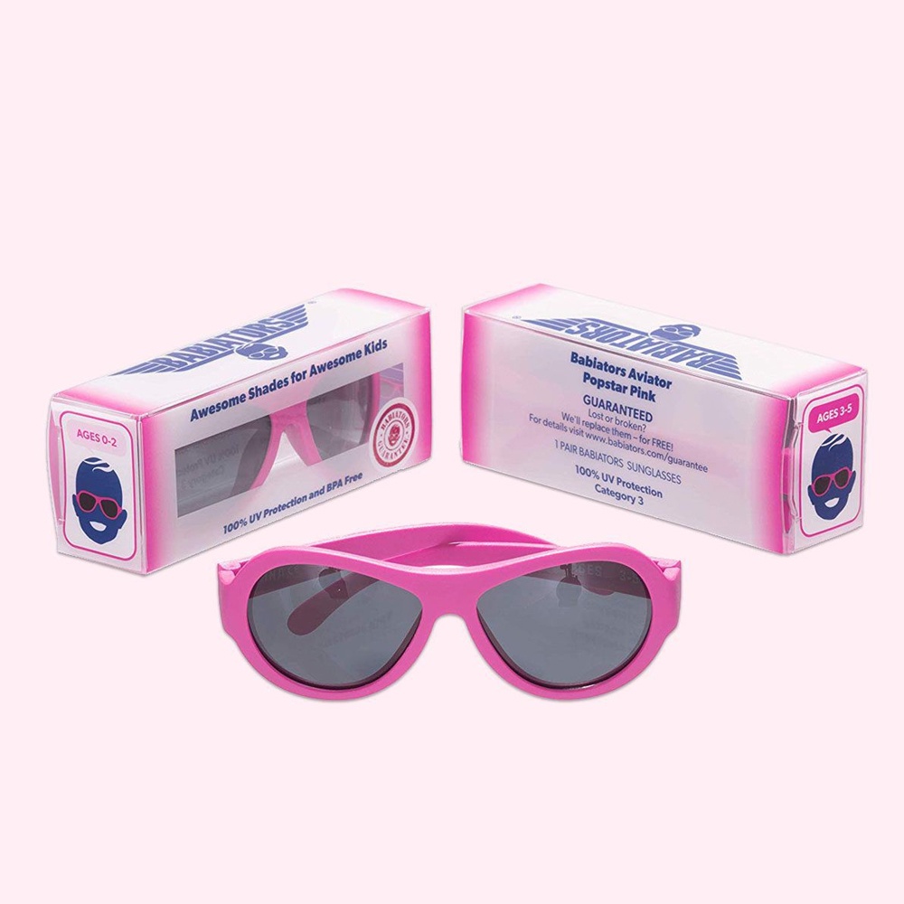 Ảnh Kính chống tia cực tím cho bé Babiators – Aviators, Hồng, 3-5 tuổi 1