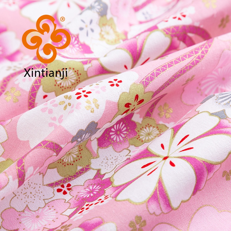 Vải cotton in hình phong cách Nhật Bản để may vá, váy DIY, TJ1023.