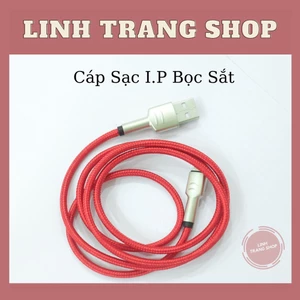 Cáp Sạc Bọc Sắt 2 Đầu, Dây Dù, Chân Cắm Lighting 3A(hỗ trợ sạc tối đa 15W)