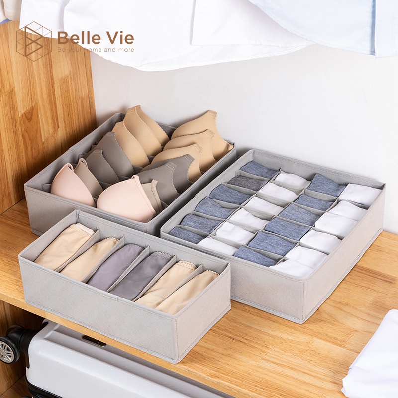 Set 3 Hộp Vải Đựng Đồ Lót BELLEVIE Hộp Đựng Đồ Nhiều Ngăn Đựng Tất Vớ, Đồ Lót Đựng Đồ Đa Năng Gấp Gọn Tiện Lợi | BigBuy360 - bigbuy360.vn