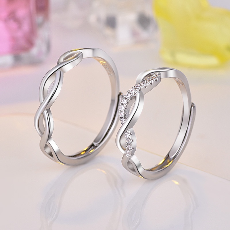 Nhẫn Xoắn Đơn Giản Thời Trang Lãng Mạn Có Thể Điều Chỉnh Cho Cặp Đôi