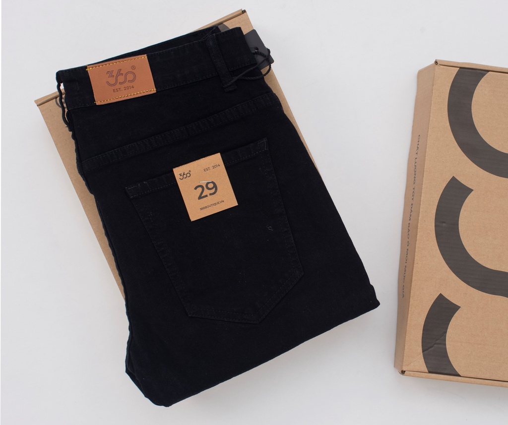 Mô tả Quần Jean Nam Đen Dáng Slimfit Quần Bò Trơn Cao Cấp - QJDOL008 - 1