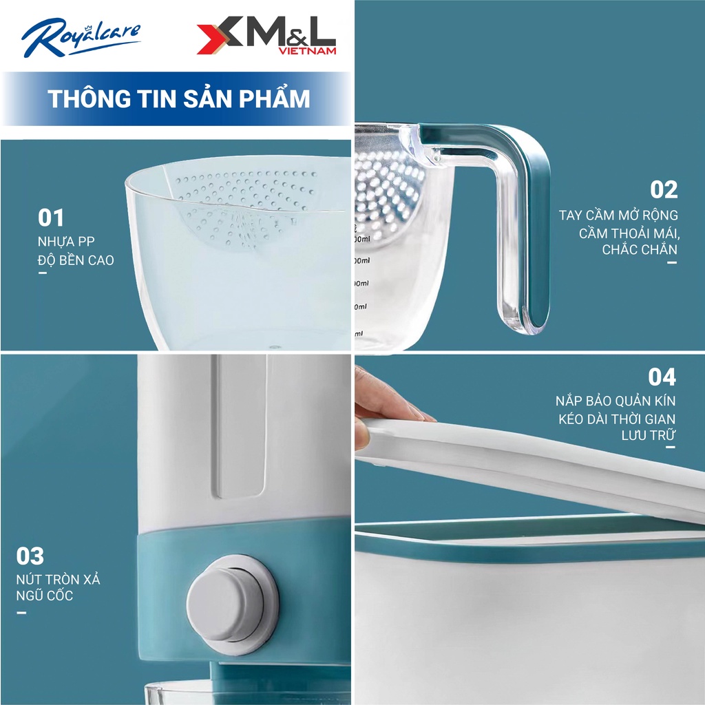 Thùng đựng gạo thông minh M&L - bao gồm khay đựng ngũ cốc - chống ẩm mốc côn trùng - loại dày, xịn