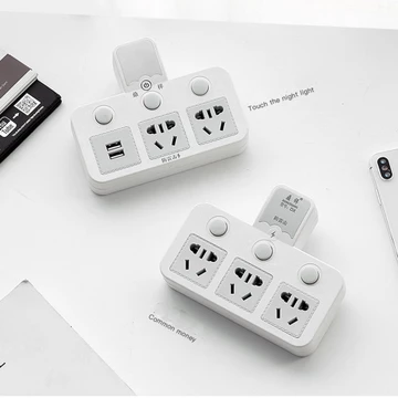 Phích cắm chống sét thông minh là ổ cắm có usb sạc điện thoại- đèn led ngủ công tắc riêng biệt