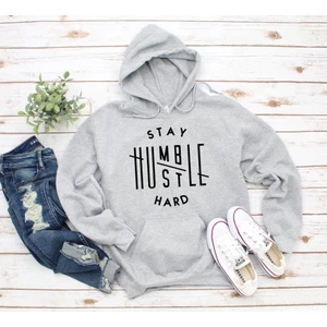 Áo Hoodie Nam Form Rộng HappyFamily Stay Humble Hustle Hard Màu Xám Chất Cotton 100 Cao Cấp