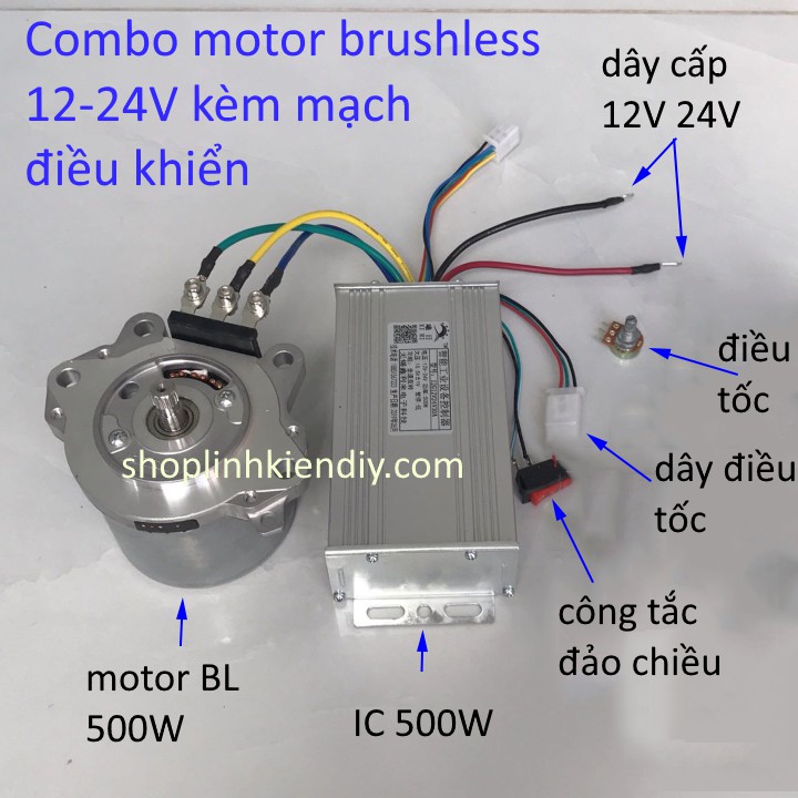Motor Không Chổi Than 12V 24V 500w 600w Bộ Combo Shopee Việt Nam 