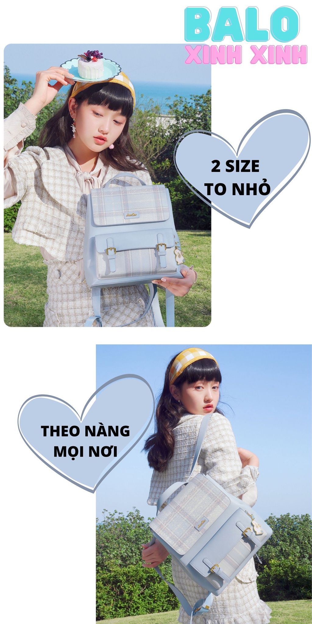 Mô tả Balo nữ đẹp Just Star thời trang cute dễ thương sang trọng xinh xắn 172686 Charm Treo Thỏ đi làm học đi chơi - 1