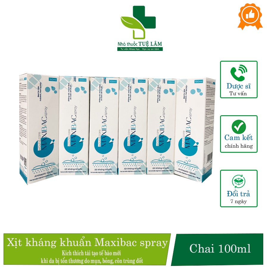 Xịt kháng khuẩn Maxibac spray 100ml giúp kháng khuẩn, tái tạo da do bị ...