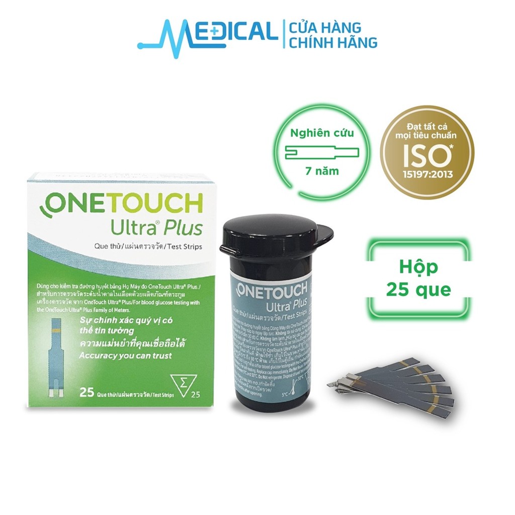 Ảnh Que thử đường huyết ONETOUCH Ultra Plus 25 que/hộp date xa chính hãng - MEDICAL 1