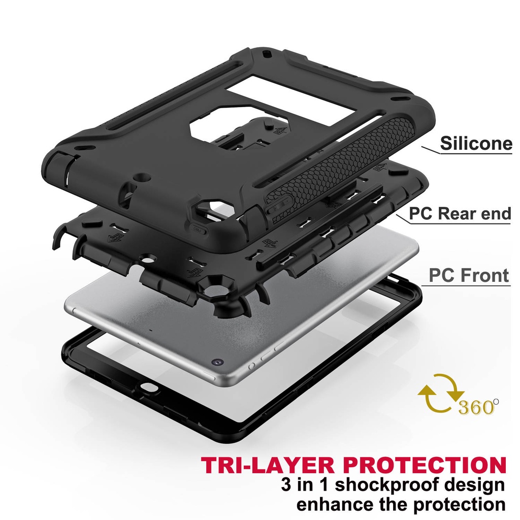 Ốp bảo vệ cứng 3 trong 1 thích hợp cho Apple Ipad Mini1 Mini2 Mini3 Mini4 Mini5 Ipad2 Ipad3 Ipad4 Ipad5 Air1