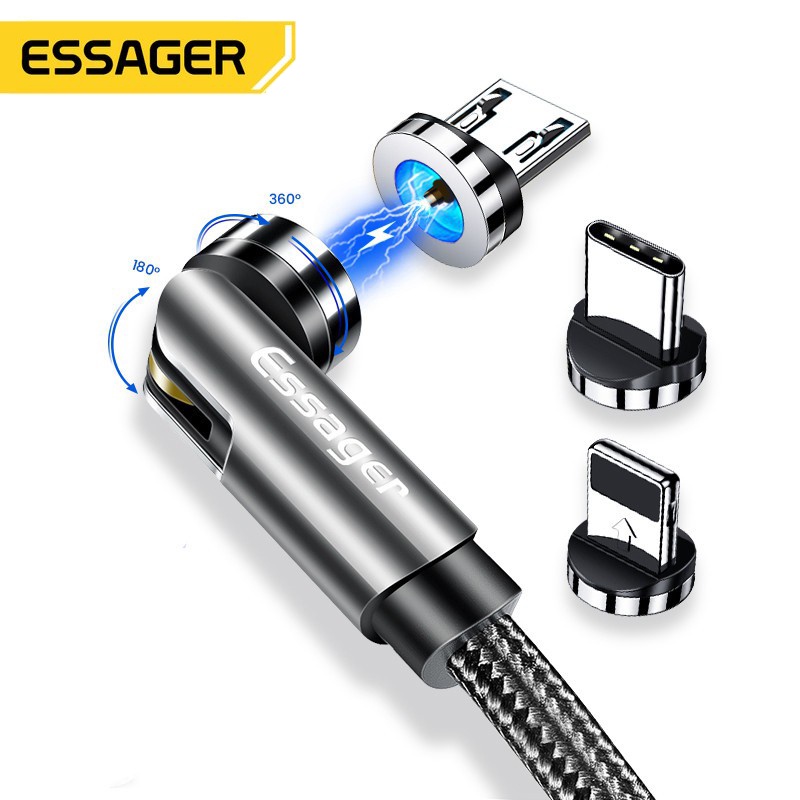 Cáp sạc nhanh Essager 540 cổng Micro USB Type C thích hợp cho Iphone Android