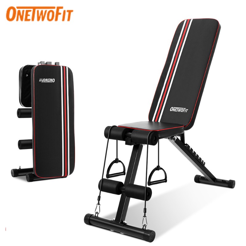 OneTwoFit Ghế tập tạ đa năng gập bụng chống đẩy tập gym đa năng có thể gấp lại Có thể điều chỉnh độ nghiêng OT226