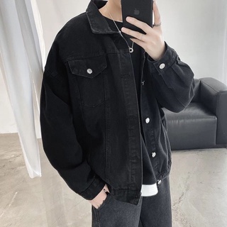 áo khoác jeans đen trơn denim jacket unisex