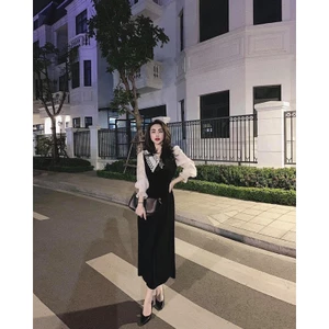 Váy Nhung phối Cổ Ren