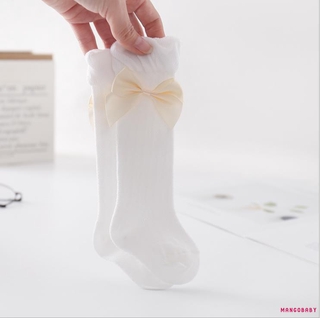 ♬Mg♪- Vớ trẻ em, tất Cotton nơ, tất ống dài thoáng khí, cho bé gái 0-3 tuổi
