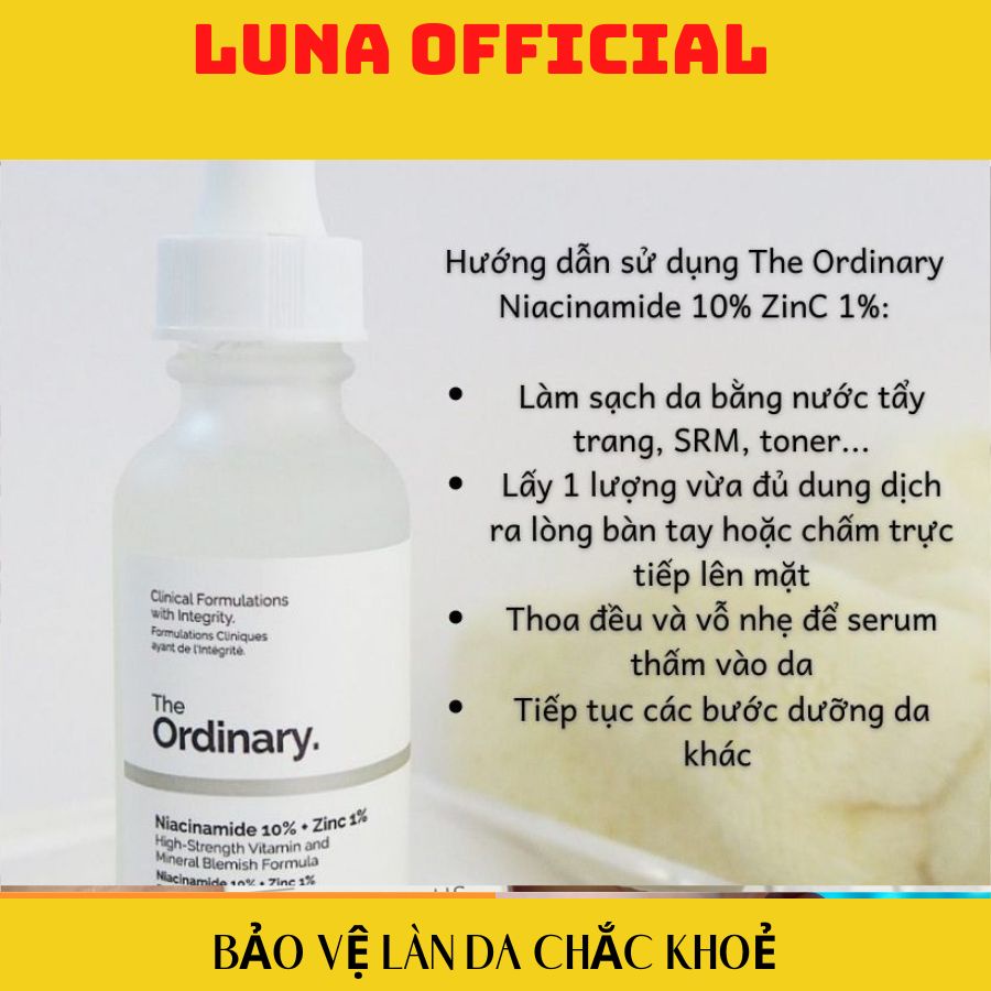 Tinh chất The Ordinary Niacinamide 10% + Zinc 1% giảm mụn