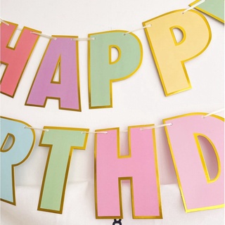 Dây treo HAPPY BIRTHDAY nhiều màu pastel ép kim cao cấp trang trí sinh nhật đơn giản nhưng cực kỳ ấn tượng