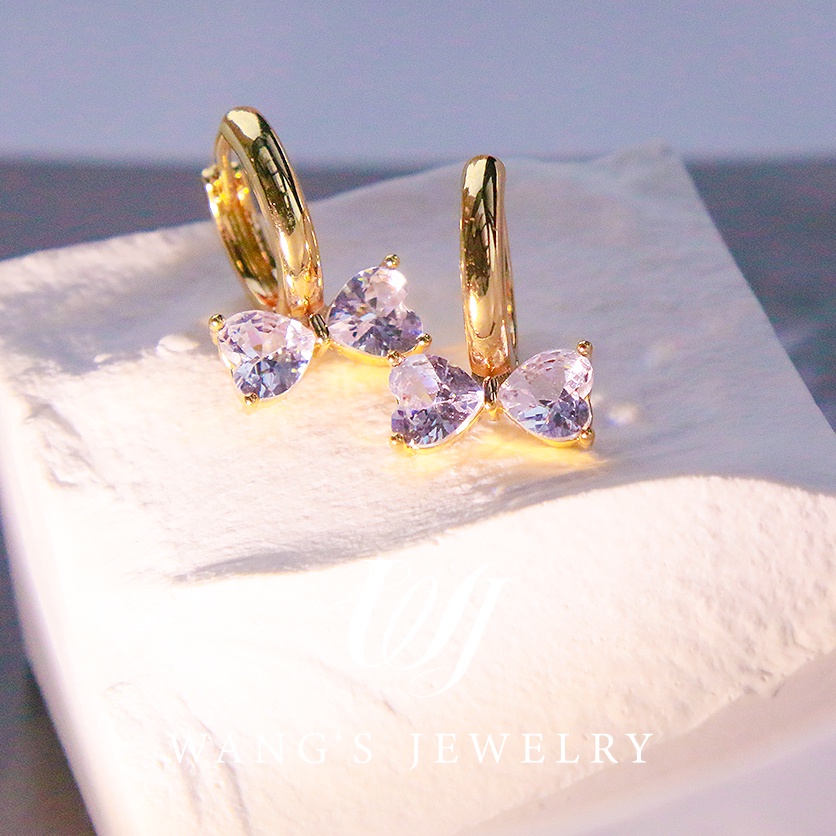 Bông Tai Mạ Vàng 18k Đính Đá Zircon Hình Nơ Sang Trọng Thời Trang Cho Nữ