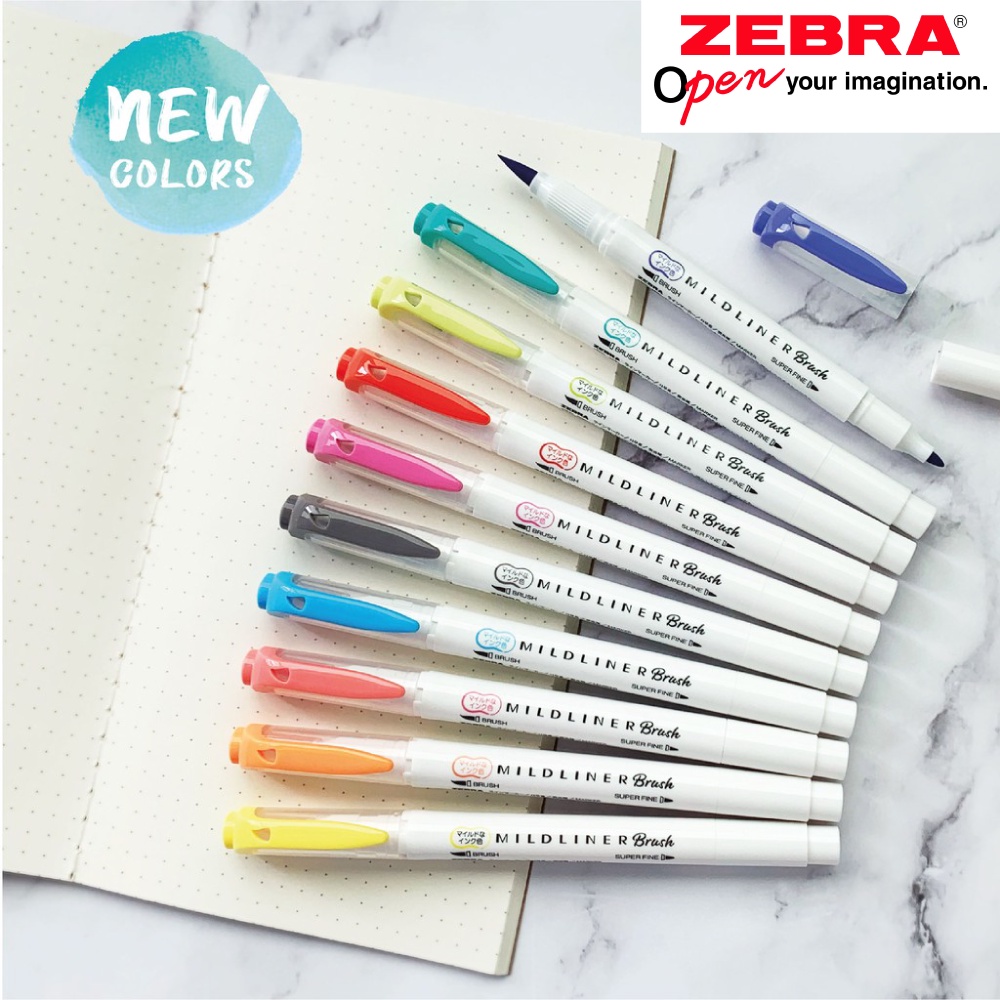 Ảnh Bút Dạ Quang Mildliner Brush Zebra Pen 25 Màu- Đầu Highlight 0.5mm-0.7mm - [Chính hãng] - 1 cây 3