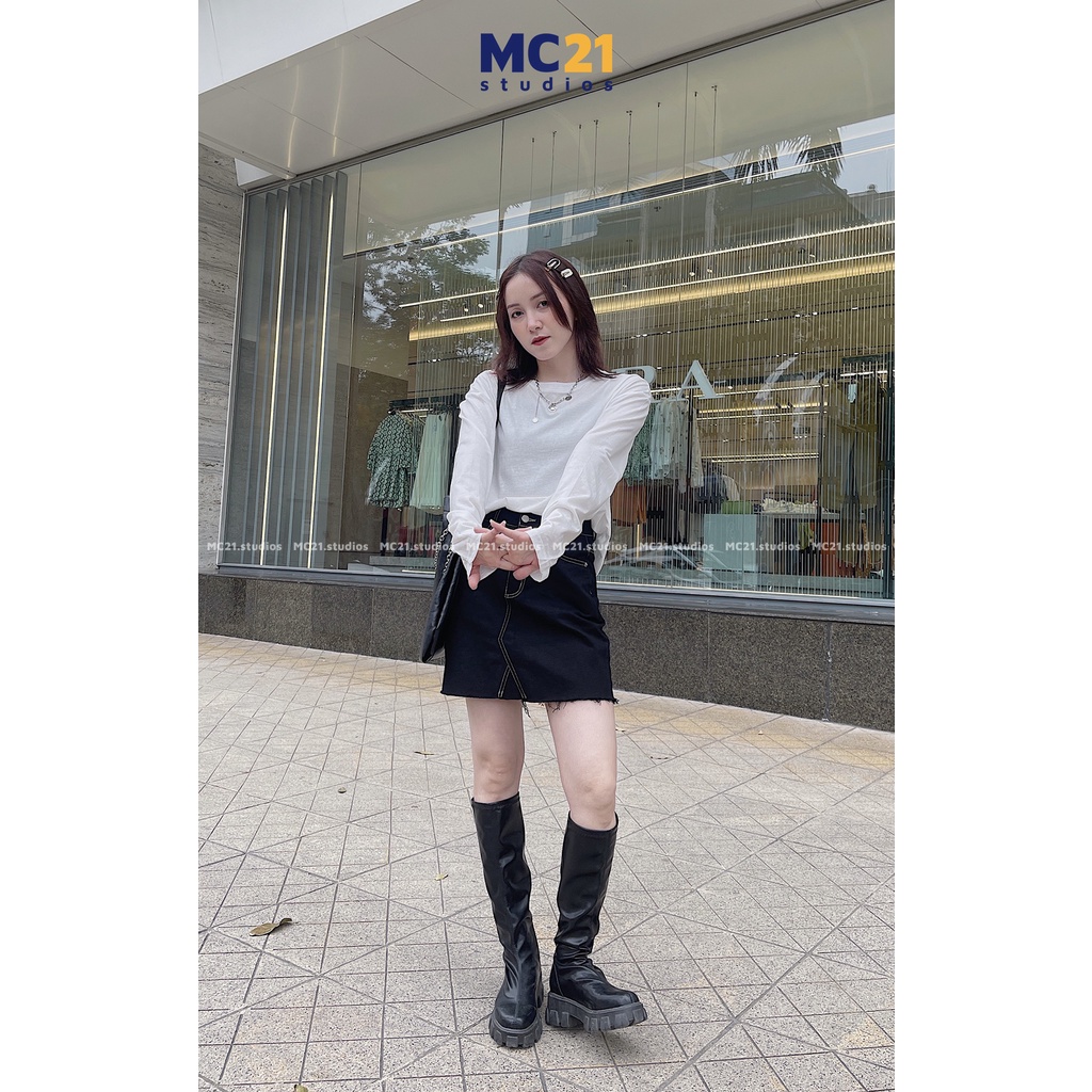 Ảnh Áo thun dài tay xuyên thấu MC21.STUDIOS tee form rộng bigsize pull phong cách Ulzzang Streetwear Hàn Quốc A3215 4