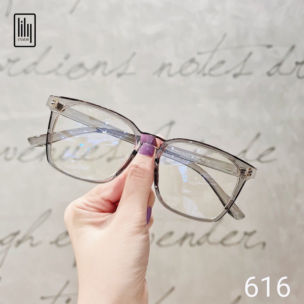 Ảnh Kính cận nam nữ Lilyeyewear mắt kính vuông to chắn bụi đi đường chống ánh sáng xanh 616 3