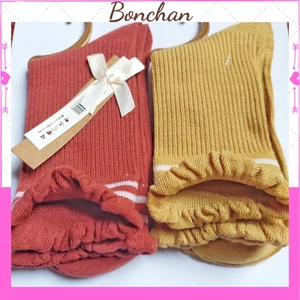 Tất Lolita, tất chân nữ cao cổ Hàn Quốc vân nhỏ phối viền bèo cổ chân dễ thương cho phãi nữ