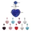 BORAGETE Heart Belly Bar Nút Double Gem Phẫu thuật bằng thép Body Piercing