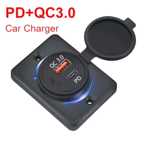 Ổ cắm sạc trên ô tô pd type-c qc 3.0 usb led cho xe tải 12v / 24v xe máy rv sạc nhanh bộ chuyển đổi nguồn chống bụi
