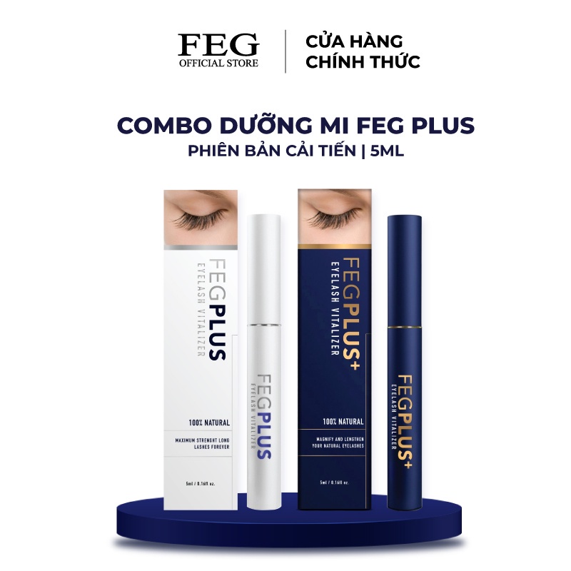 🆗.(Đã bán 17,2k) Combo Dưỡng Mi FEG Plus Stem Cells - Phiên Bản Tế Bào Gốc, Dài Mi Nhanh, Không Gây Thâm Mắt (5ml/Lọ)