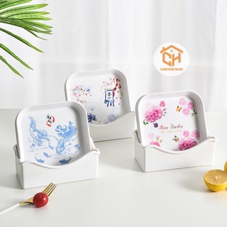 Đĩa Nhựa Phíp 8006 Đựng Bánh Kẹo, Hoa Quả, Đồ Ăn Hình Vuông Cách Điệu Cam Homeware