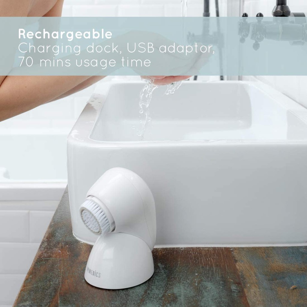 Máy massage rửa mặt cao cấp công nghệ siêu âm 3D phân tích da và kết nối điện thoại HoMedics FAC-700