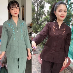 Bà Lai 2 Túi Áo Nữ # Đồ Bộ Đi Chùa