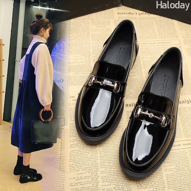 Size Lớn 32-45 Giày Nữ Da Nhỏ Thời Trang Retro Nhật Bản jk Loafers Công Sở Thoải Mái