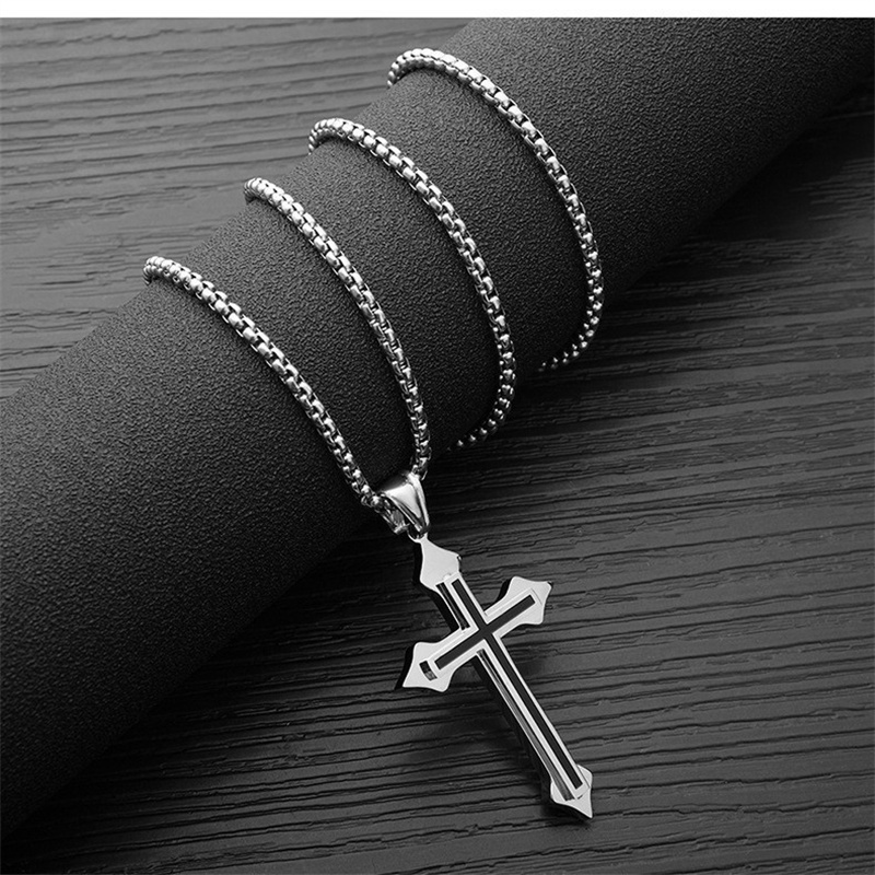 Vòng cổ Bạc Mặt Thánh Giá Phong Cách Gothic Cổ Điển Màu Sắc Cá Tính Dành Cho Nam Nữ
