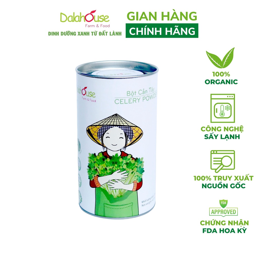 Mô tả Bột cần tây nguyên chất Dalahouse hỗ trợ giảm cân, cao huyết áp hiệu quả hộp 120gr - 1