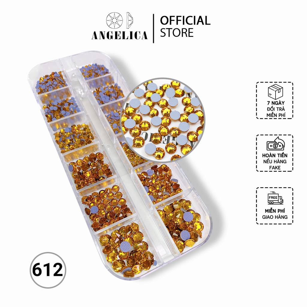 Đá chân lưới nail 12 khía màu vàng mật Topazc đính móng ANGELICA 612