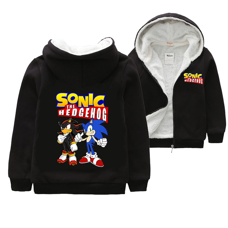 Sonic the Hedgehog Trẻ Em Dây Kéo Áo Khoác Trẻ Em Áo Khoác Dày Bé Trai Cừu Len Áo Khoác Ngoài Trẻ Em