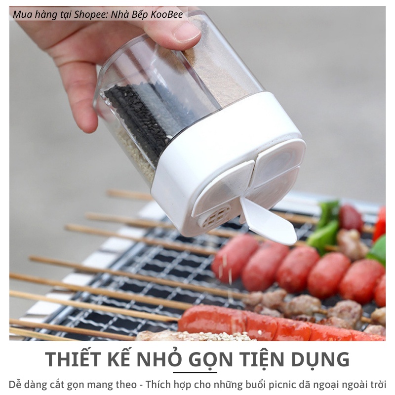 Hũ Gia Vị 4 Ngăn Có Lỗ Rắc KOOBEE – Nhựa Trong Suốt Cao Cấp, Gọn Gàng, Dễ Lấy Gia Vị (NB45)