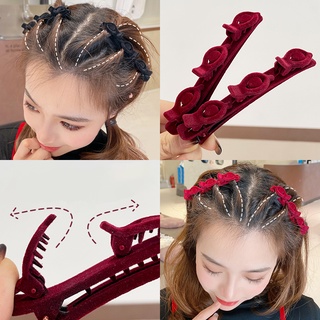 Kẹp tóc đơn giản Hàn Quốc - Dụng cụ tạo kiểu tóc bện nhanh chóng Màu trơn Kẹp tóc mỏ vịt hai lớp