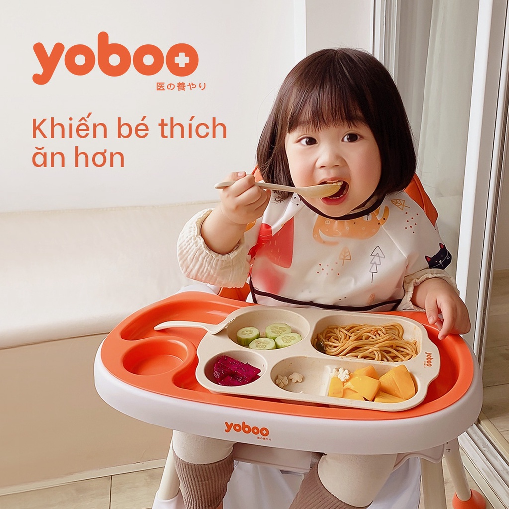 Mô tả Khay tập ăn dặm cho bé Yoboo YB-0031 kèm thìa, muỗng, đũa, chất liệu lúa mạch dùng được cho lò vi sóng - Hàng chính hãng - 3