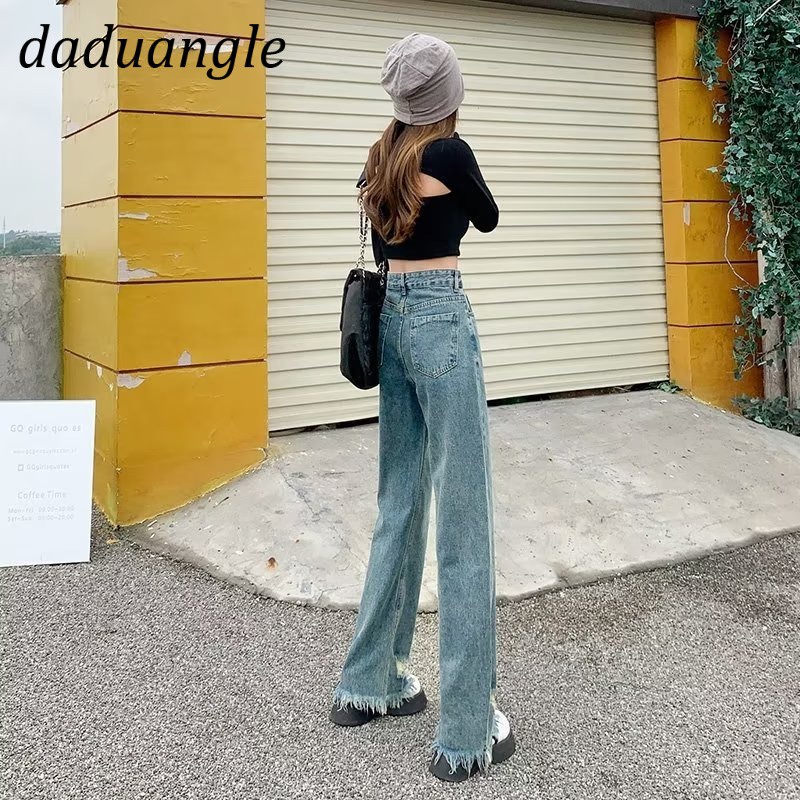 Ảnh Daduhey Quần jean dài ống rộng lưng cao phối rách thời trang cá tính cho nữ 2