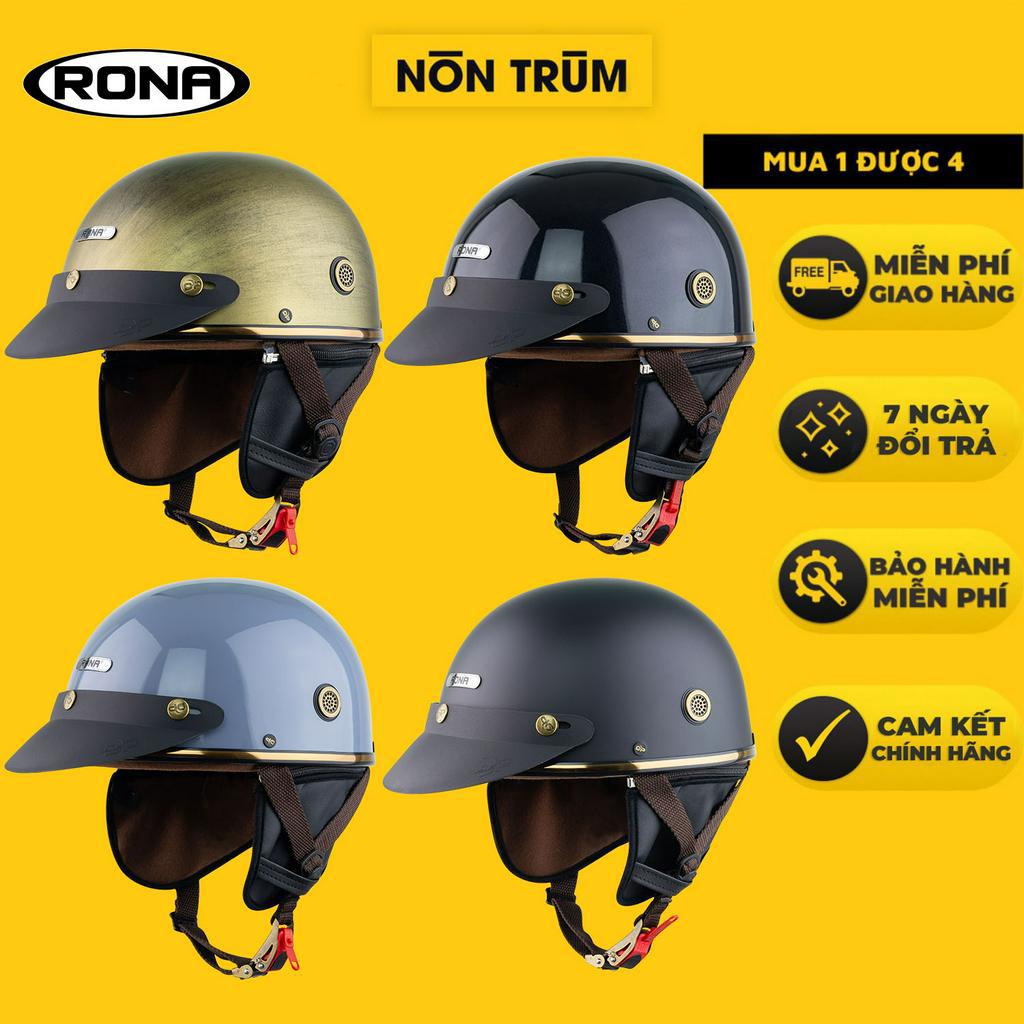 [Mã BMTTC60K giảm đến 60K đơn 50K] Mũ bảo hiểm nửa đầu Rona Pug dành cho nam nữ đi xe máy