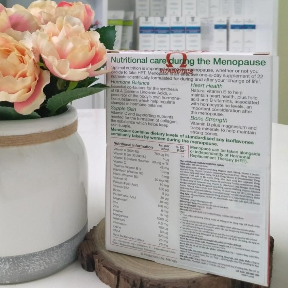 Viên uống tiền mãn kinh Vitabiotics Menopace Original - Hỗ trợ cân bằng nội tiết tố cho phụ nữ
