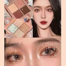 Bảng Phấn Mắt 4 Màu Sắc Hiệu Ứng Lì / Ánh Nhũ Phong Cách Hàn Quốc