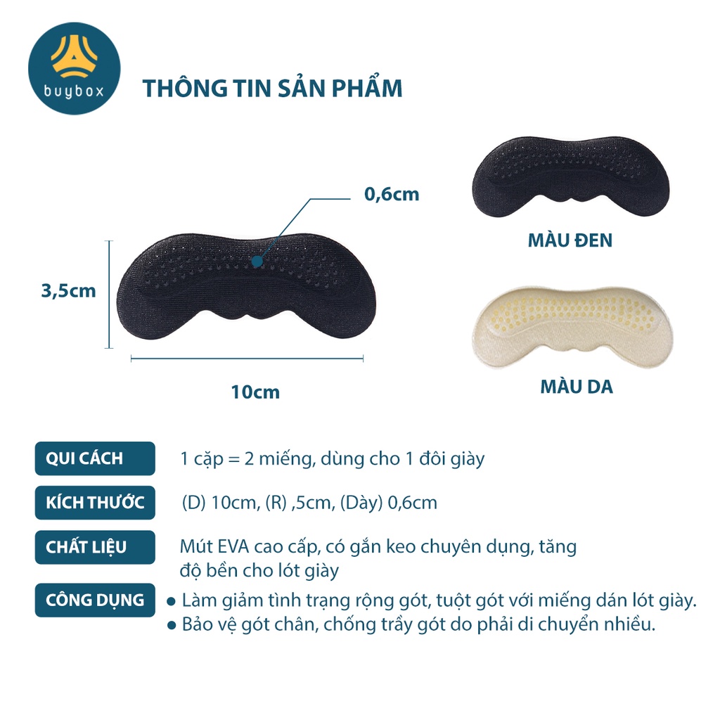 Mô tả Lót gót giày có hạt silicone tăng độ bám, chống trầy, bảo vệ gót sau, giảm size - buybox - BBPK223 - 6