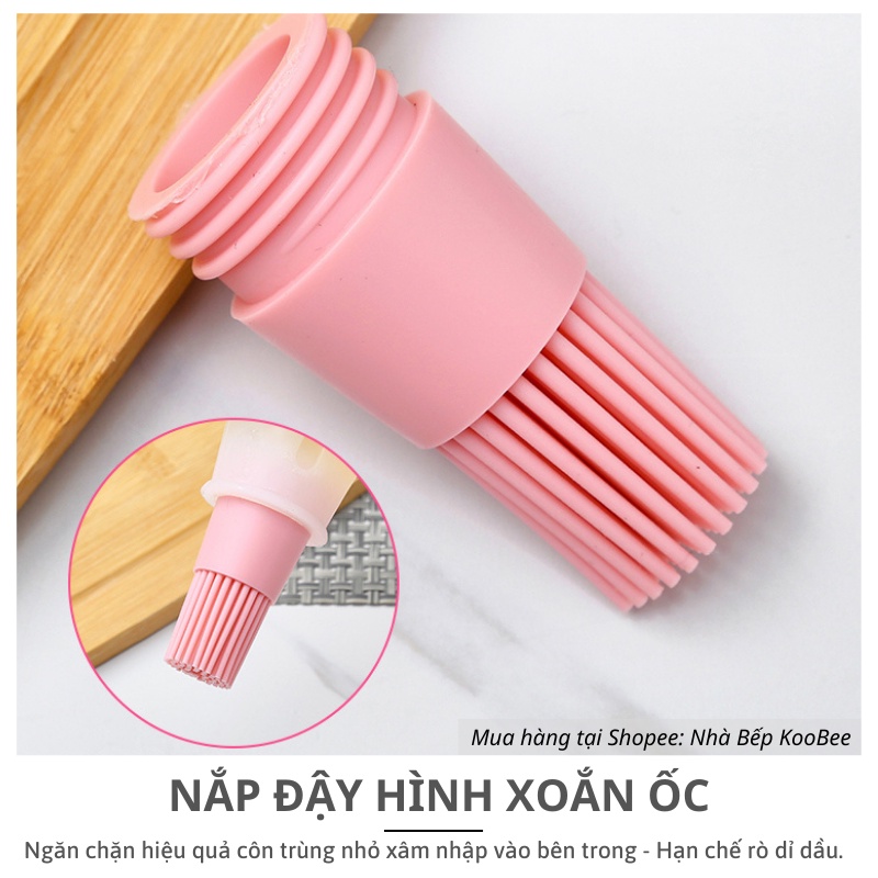 Lọ đựng kèm chổi quét dầu ăn Silicon chịu nhiệt cao cấp KooBee (NB35)