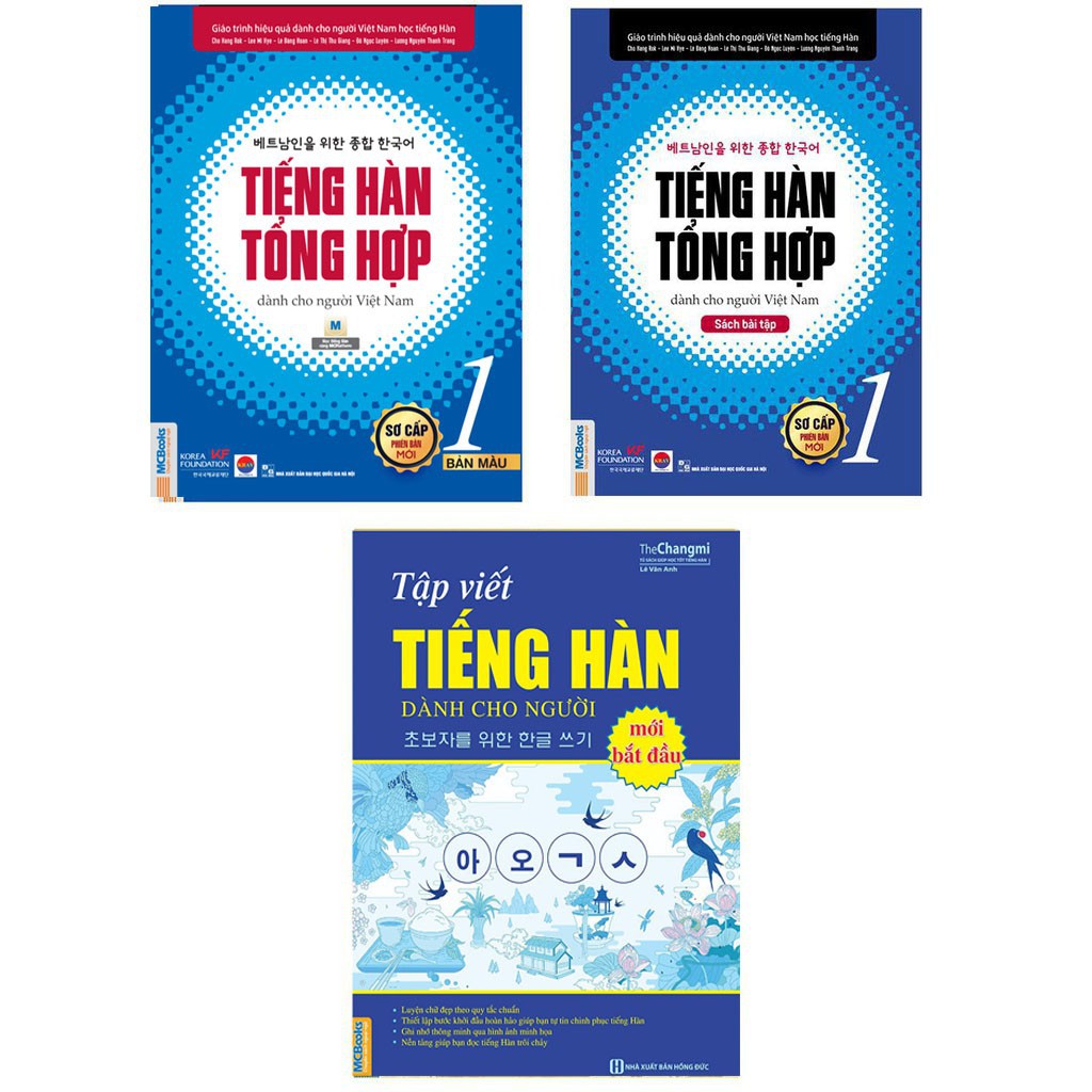 Sách - Combo Tiếng Hàn Tổng Hợp Dành Cho Người Việt Nam - sơ cấp 1 - bản màu + Tập Viết Tiếng Hàn