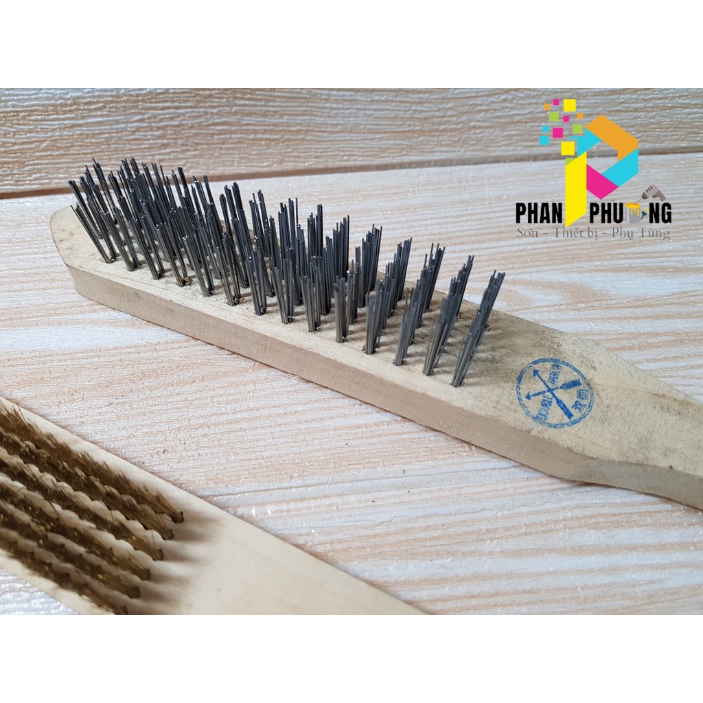 SET 2 BÀN CHẢI ĐÁNH RỈ, CHẢI CHÀ SÉT, BÀN CHẢI CÁN DÀI LOẠI KẼM, ĐỒNG