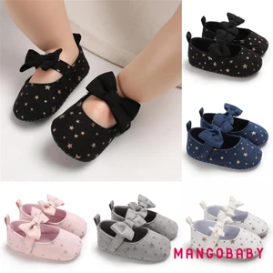 ♬Mg♪-Toddler Girl Cũi Giày Vải Cho Bé Nơ Đế Mềm Prewalker Giày Thể Thao